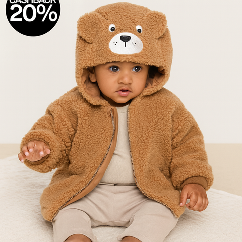 Sinsay Baby Boy's Brown Hooded Faux Shearling Jacket | Sinsay In Lebanon