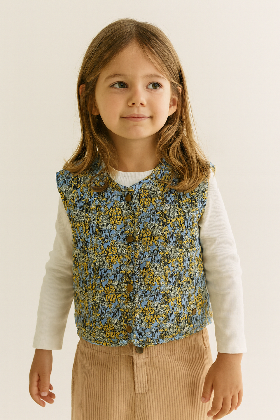 POMPdeLUX Girl's Floral Buttoned Vest |POMPdeLUX in Lebanon
