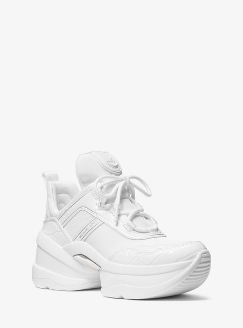 Michael Kors Women's White Olympia Mixed-Media Trainer Sneakers | Michael Kors In Lebanon