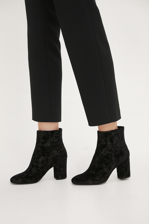 Tata Italia Women's Black Metallic Velvet Heeled Boot | Tata Italia In Lebanon