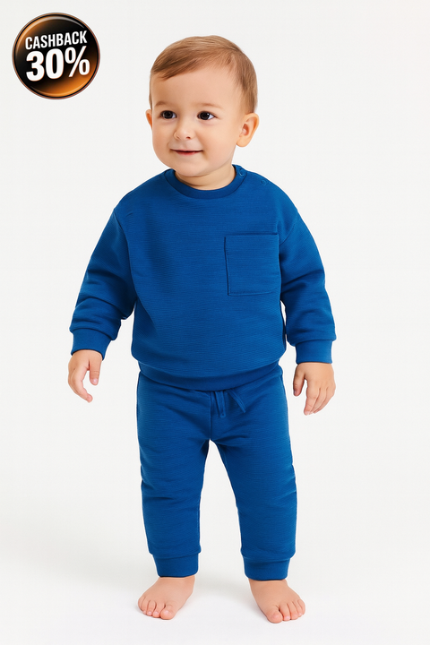 Sinsay Baby Boy's Dark Blue Rib Knit Pajama Set |Sinsay In Lebanon