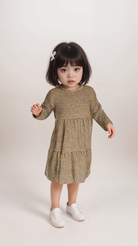POMPdeLUX Baby Girl's Mustard Striped Dress |POMPdeLUX in Lebanon