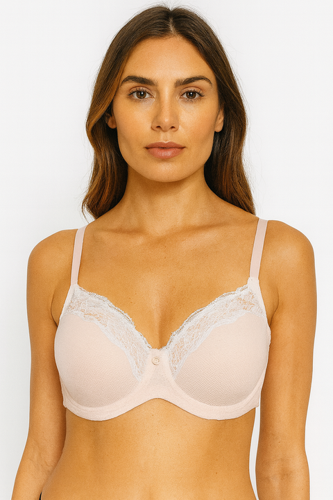Demar Women's Pink Plumeti Lace Floral Classic Bra | Demar In Lebanon