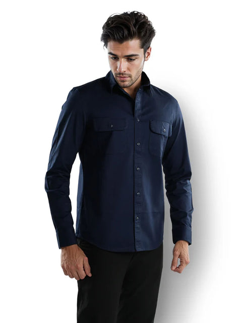 Celio Men's Navy Solid Regular Fit Shirt | Celio In Lebanon
