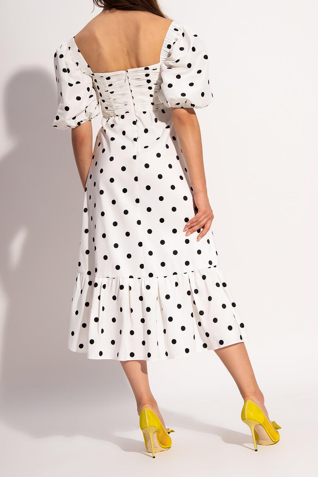 Miss Selfridge Women's White Black-Spotted Dress ANF2688