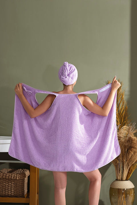 SD Home Lilac Hanging Bathrobe and Towel Bonnet TR344(yz57)shr