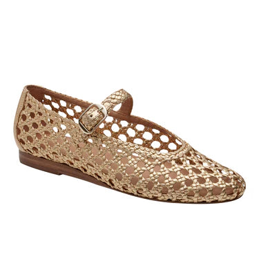 Marc Fisher Women's Gold Evonna Woven Leather Mary Jane Ballet Flat | Marc Fisher In Lebanon