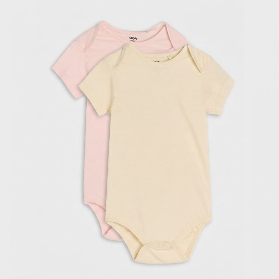 Sinsay Girl's Light Pink & Beige 2-Piece Short Sleeve Bodysuit