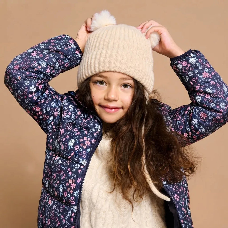 Sinsay Girl's Beige Cozy Ribbed Knit Style with Earflaps Beanie