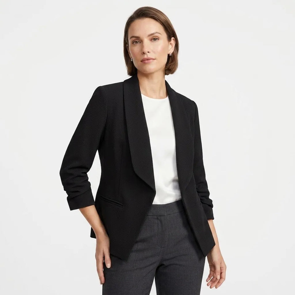 Bar III Women's Black Long-Sleeves and Front Flap Pockets Blazer