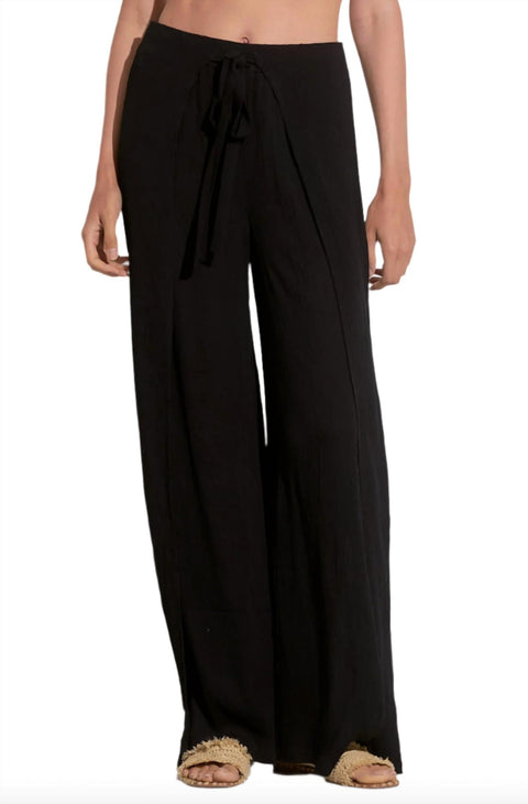 Elan Women's Black Wide Leg Wrap Front Pant | Elan In Lebanon