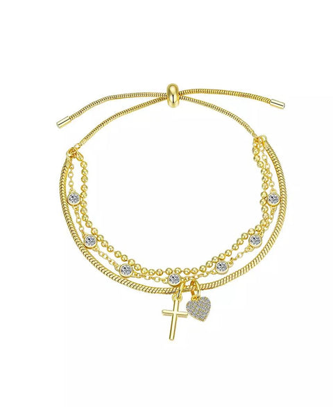 Paisley Women's Gold CZ & Layered Chain Bracelet | Paisley In Lebanon