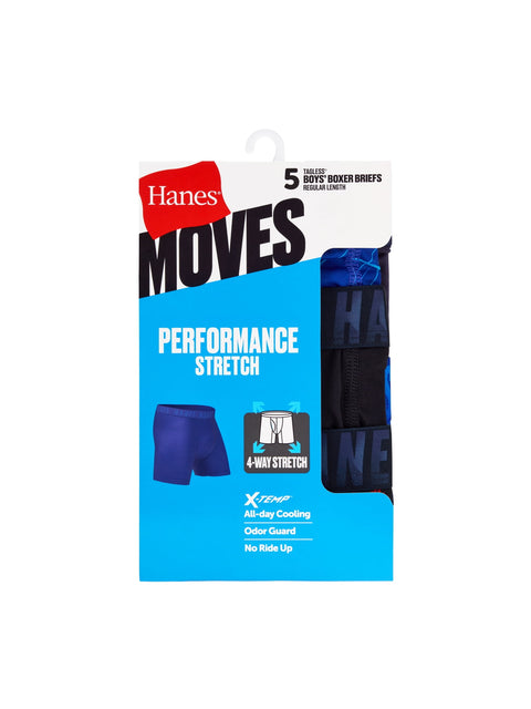 Hanes Moves performance stretch boxer briefs packaging on a white background