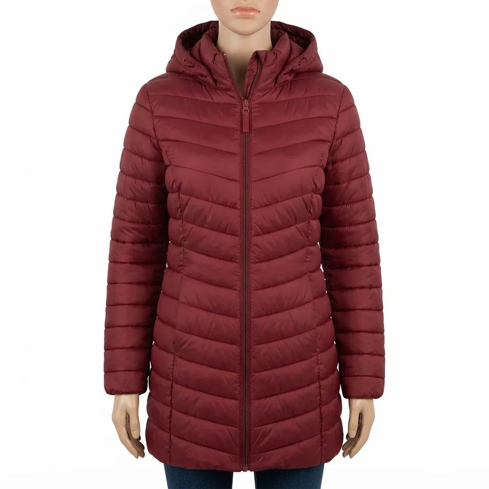 Tommy Hilfiger Women's Burgundy Two-Pockets Puffer Coat