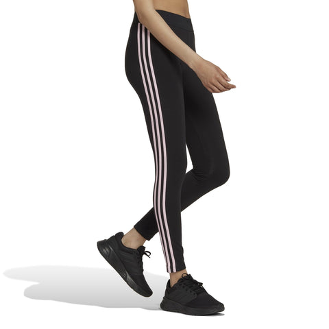 Adidas Women's Black & Light Pink Loungewear Essentials 3-Stripes Leggings | Adidas In Lebanon