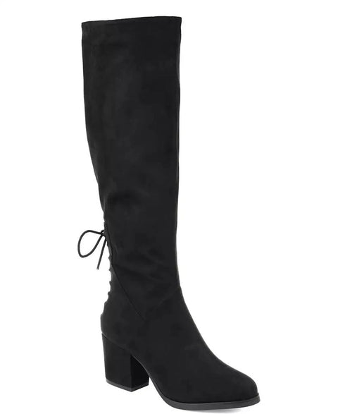 Journee Collection Women's Black Leeda Lace Up Detail Knee High Boots | Journee Collection In Lebanon