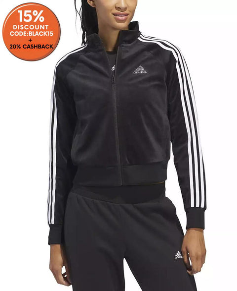 Adidas Women's Black Y2K Velour Glam Jacket | Adidas In Lebanon