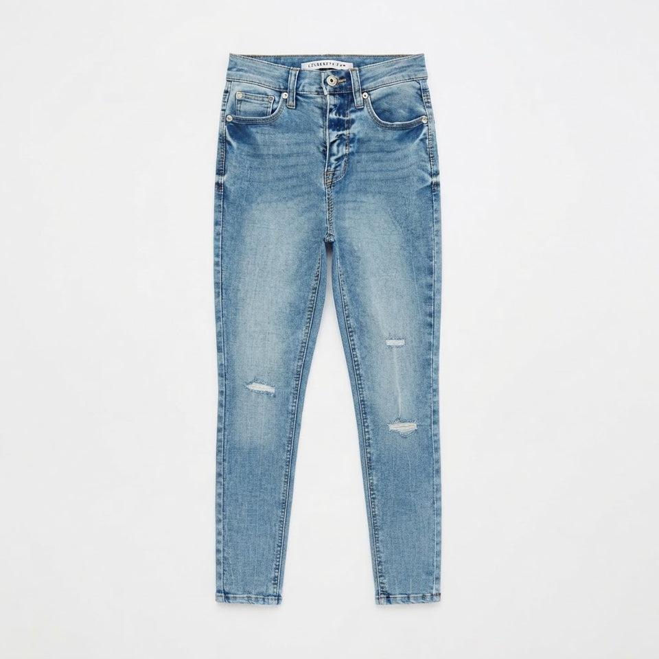 Tinseltown Women's Light BlueHigh-Rise Distressed Skinny Jeans