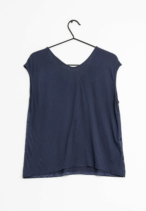 Mango Women's Navy Satin Cap-Sleeve Blouse |Mango In Lebanon