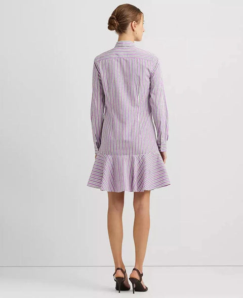 Lauren Ralph Lauren Women's Multicolor Striped Broadcloth Tie-Neck Shirtdress |Lauren Ralph Lauren In Lebanon