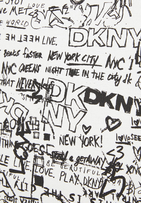DKNY Women's Black/Daffodil Brady Medium Logo Graffiti Crossbody Bag | DKNY In Lebanon