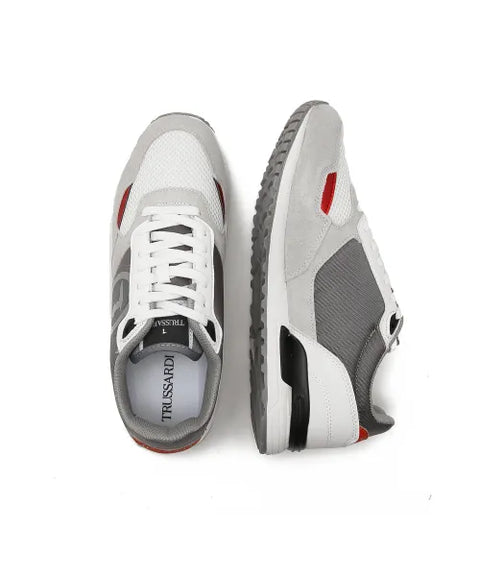 Trussardi Men's White & Gray Pentas Sneakers |Trussardi In Lebanon