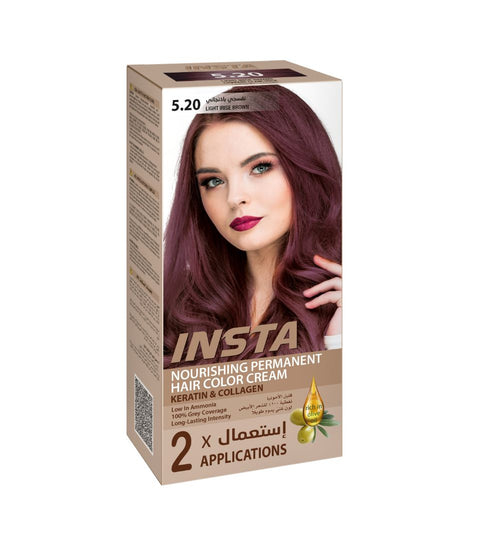 Insta Hair Coloring Cream Keratin & Collagen 5.20 Light Irise Brown  110ml