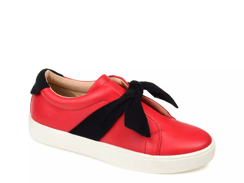 Journee Collection Women's Red & Black Abrina Bow Detail Slip On Sneakers |Journee Collection In Lebanon