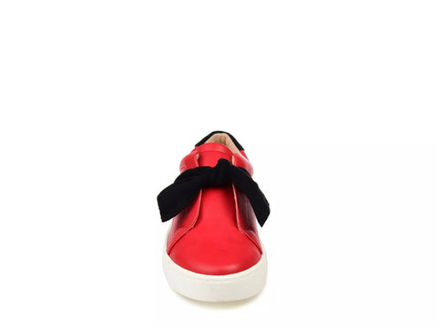 Journee Collection Women's Red & Black Abrina Bow Detail Slip On Sneakers |Journee Collection In Lebanon