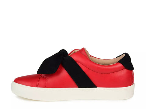 Journee Collection Women's Red & Black Abrina Bow Detail Slip On Sneakers |Journee Collection In Lebanon