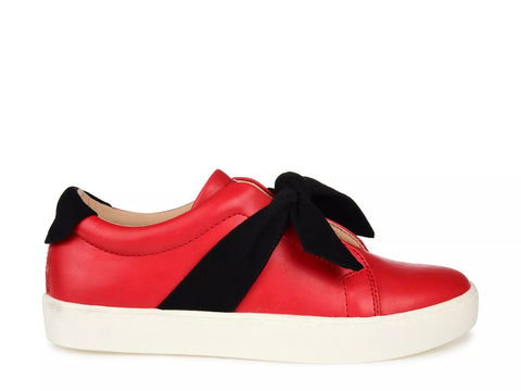 Journee Collection Women's Red & Black Abrina Bow Detail Slip On Sneakers |Journee Collection In Lebanon