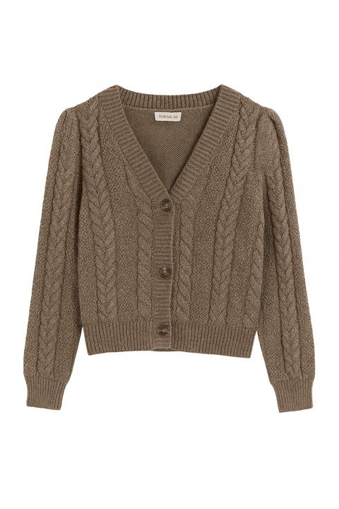 POMPdeLUX Girl's Brown Buttoned Cardigan |POMPdeLUX in Lebanon