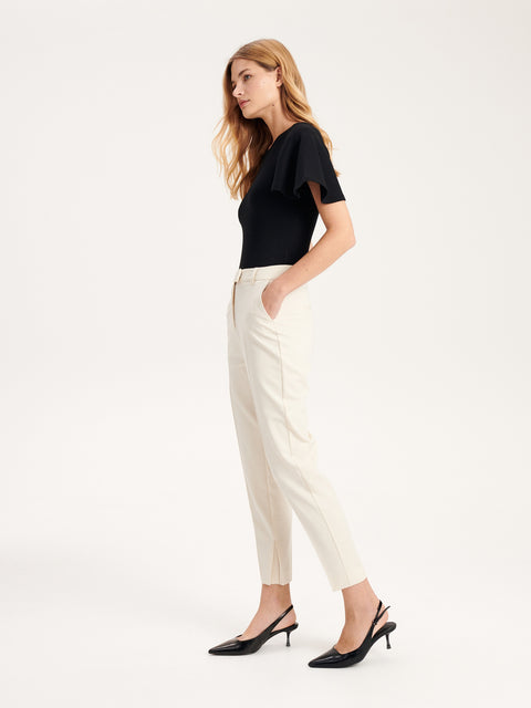 Reserved Women's Off White Trousers With Creases | Reserved In Lebanon