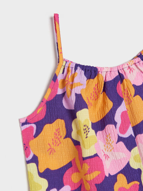 Floral-patterned dress with colorful flowers on a white background