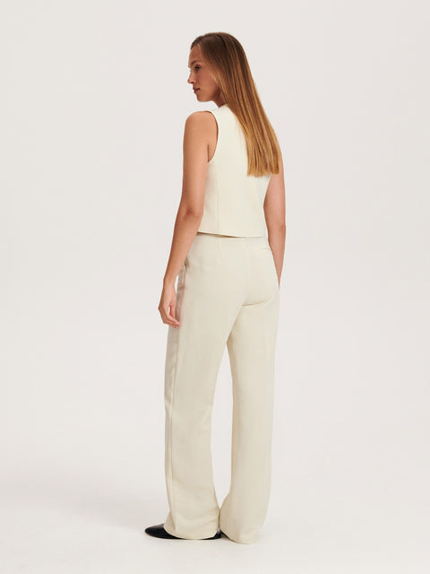 Reserved Women's Light Yellow Trousers With Pressed Crease | Reserved In Lebanon