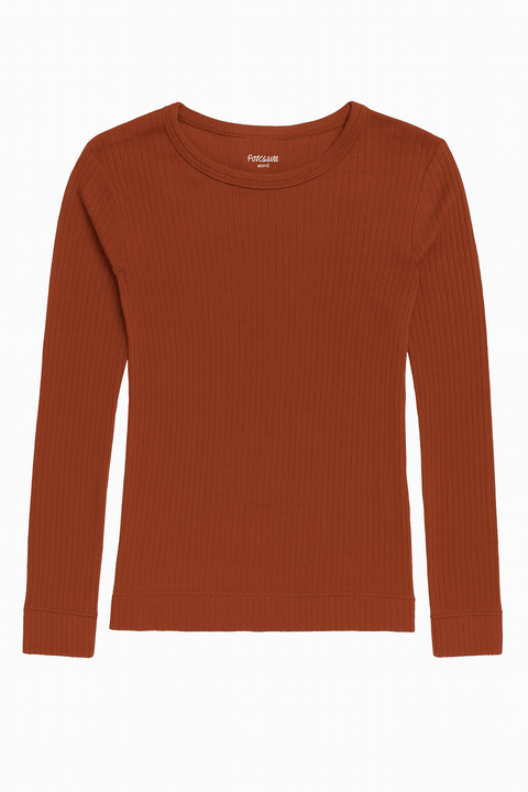 POMPdeLUX Girl's Brick Long-Sleeve Blouse |POMPdeLUX in Lebanon
