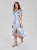 Sinsay Women's Off White & Blue Midi Dress With Side Slit | Sinsay In Lebanon