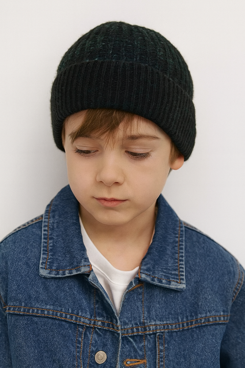 Reserved Boy's Black Ribbed Knitted Beanie Hat | Reserved In Lebanon