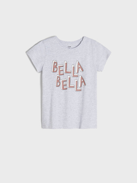 Sinsay Girl's Light Grey T-Shirt With Print | Sinsay In Lebanon