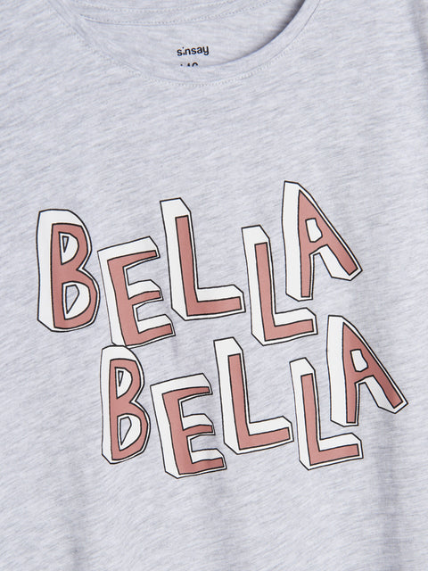 Sinsay Girl's Light Grey T-Shirt With Print | Sinsay In Lebanon