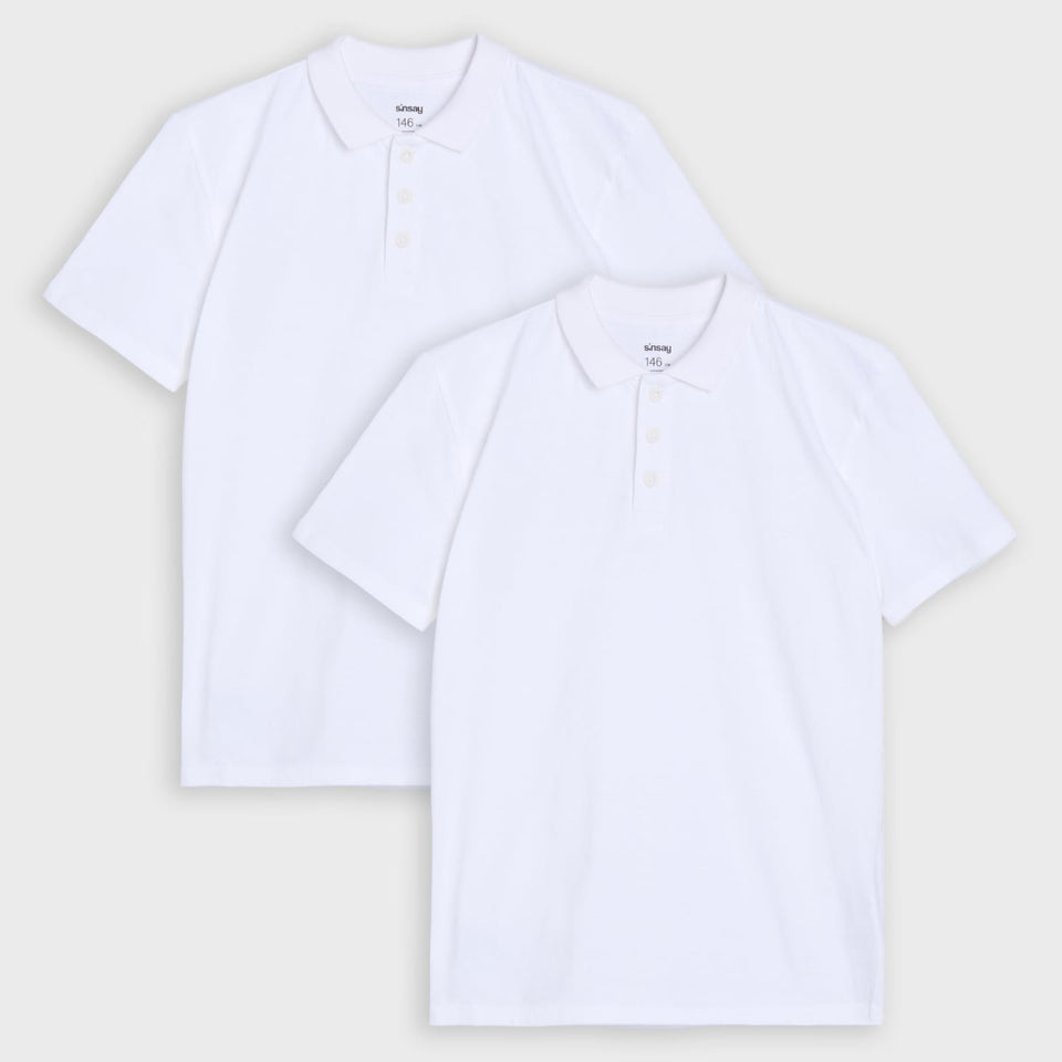 Sinsay Boy's White Short Sleeve 2 Pack Polo