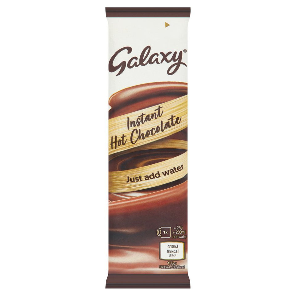 Galaxy Instant Hot Chocolate packaging on a white background