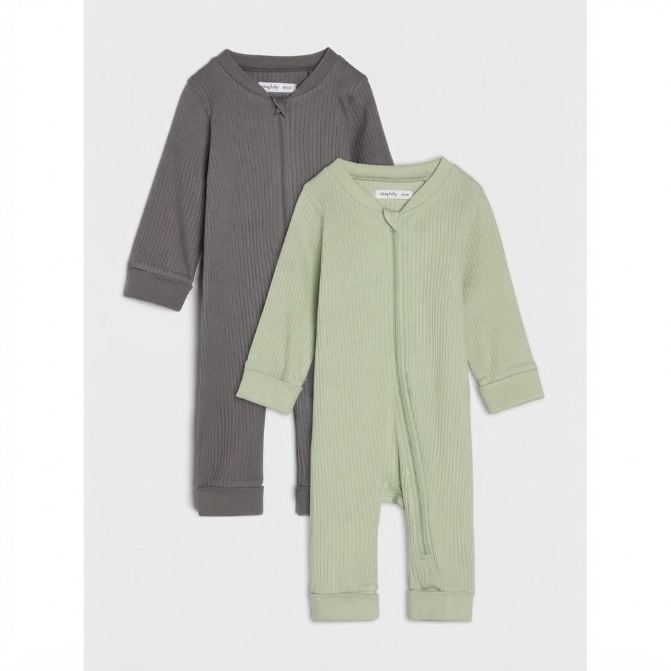 Sinsay Baby Boy's Grey & Green Long Sleeve 2 Pack Overall