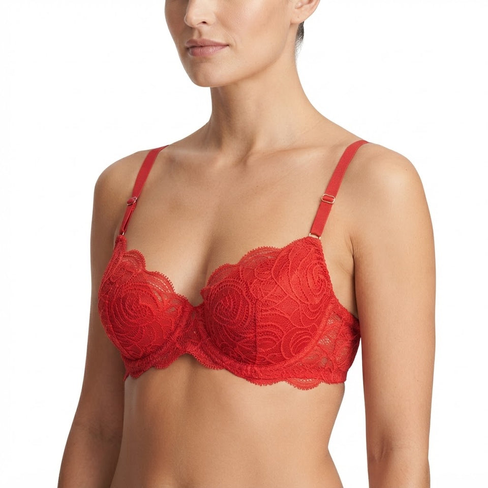 Maidenform Women's Red Lace Push Up Without Padding Underwire Bra