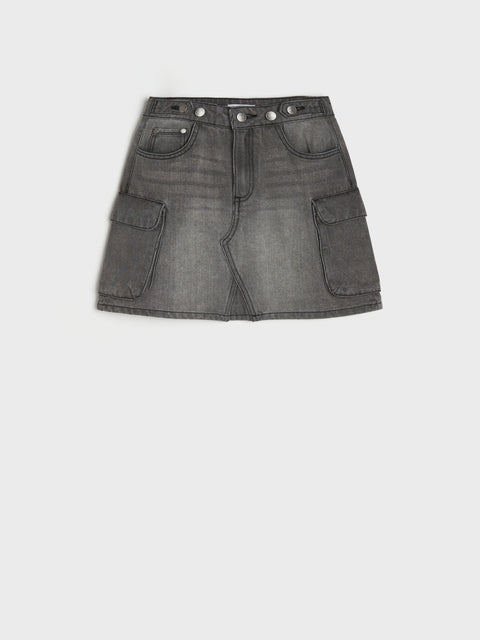 Sinsay Girl's Washed Black Denim Plain Skirt|Sinsay In Lebanon