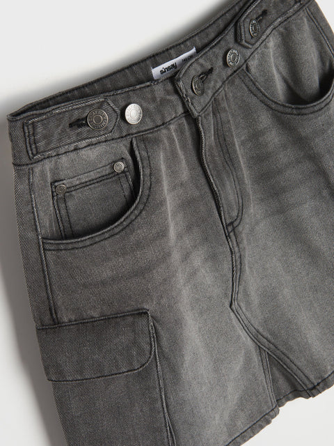 Sinsay Girl's Washed Black Denim Plain Skirt|Sinsay In Lebanon