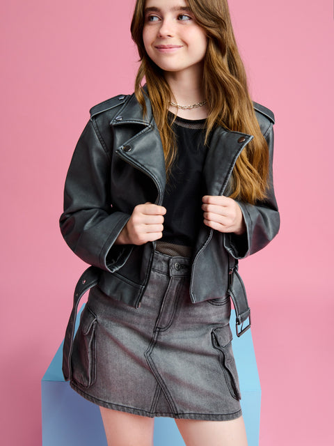 Sinsay Girl's Washed Black Denim Plain Skirt|Sinsay In Lebanon