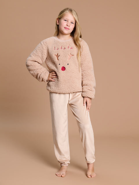 Sinsay Girl's Beige Fluffy Christmas Printed 2 pcs Pajama Set|Sinsay In Lebanon