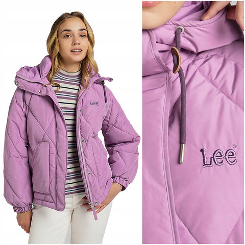 Lee Women's Purple Short Puffer Violet Relaxed Fit Jacket | Lee In Lebanon