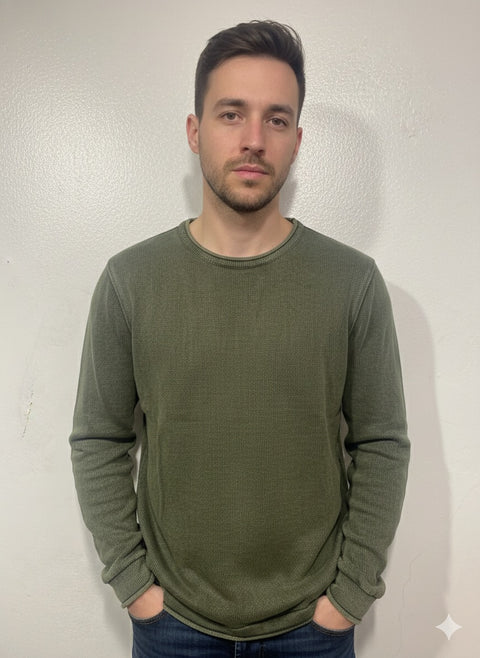 Rebel Refined Men's Olive Green  Sweater | Rebel Refined In Lebanon